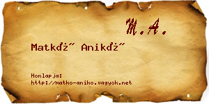 Matkó Anikó névjegykártya